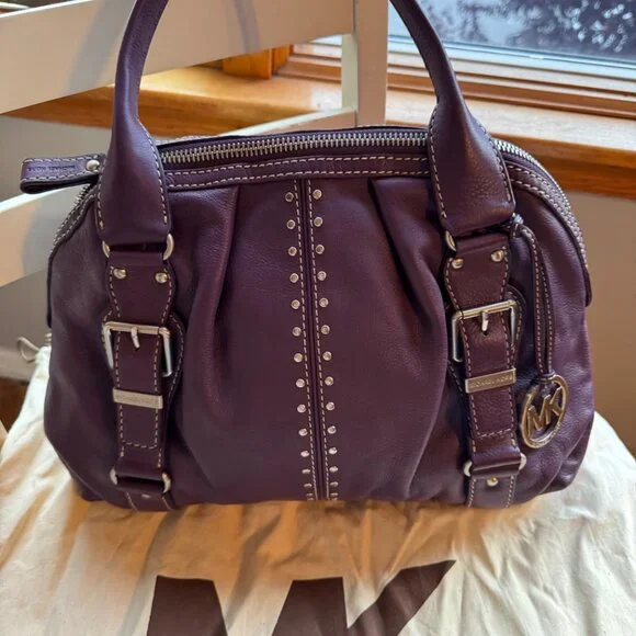Michael Kors Studded Tote in Rich Plum 💜 Travel-Ready - Picture 3 of 9